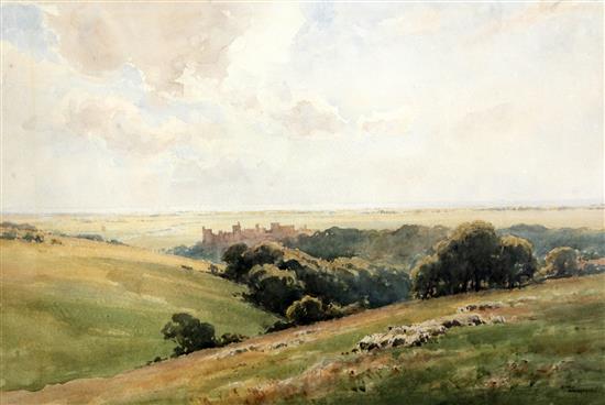 Arthur Gerald Ackerman (1876-1960) Arundel Castle from the Downs, 13 x 20in.